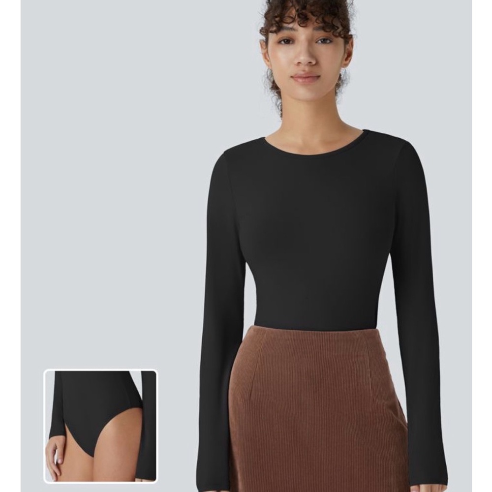 Halara Black Long Sleeve Bodysuit